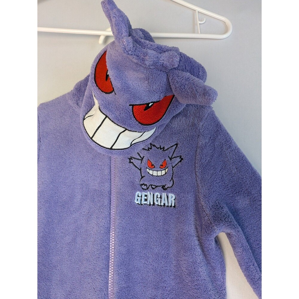 Boys Gengar Pokemon Hood Fleece Bodysuit Kids 5-6 (Fits A Little Small) Pajamas - Picture 5 of 14